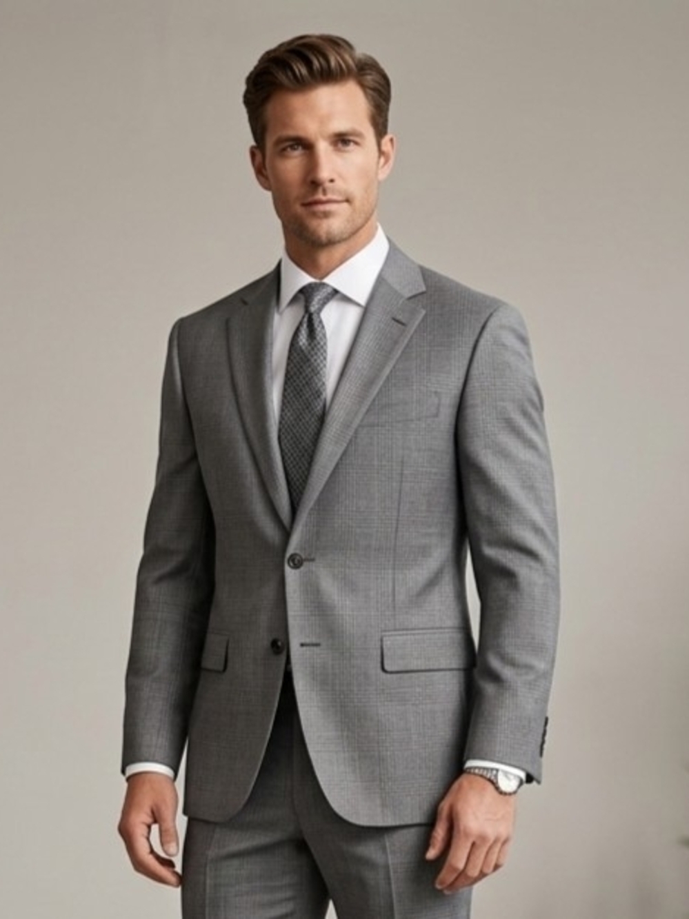 Lauren Ralph Lauren Men's Grey With Subtle Blue Pinstripe Suit Jacket Size 48R